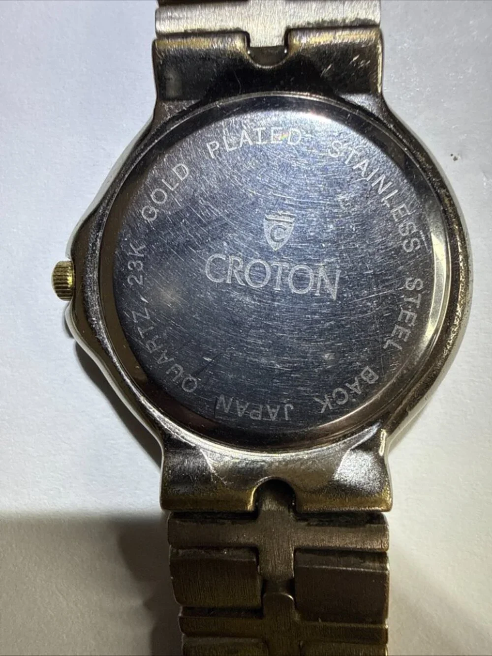 Vintage Croton Quartz Miyota 23K Gold Plated watch Silver/Gold Tone - Mens Works